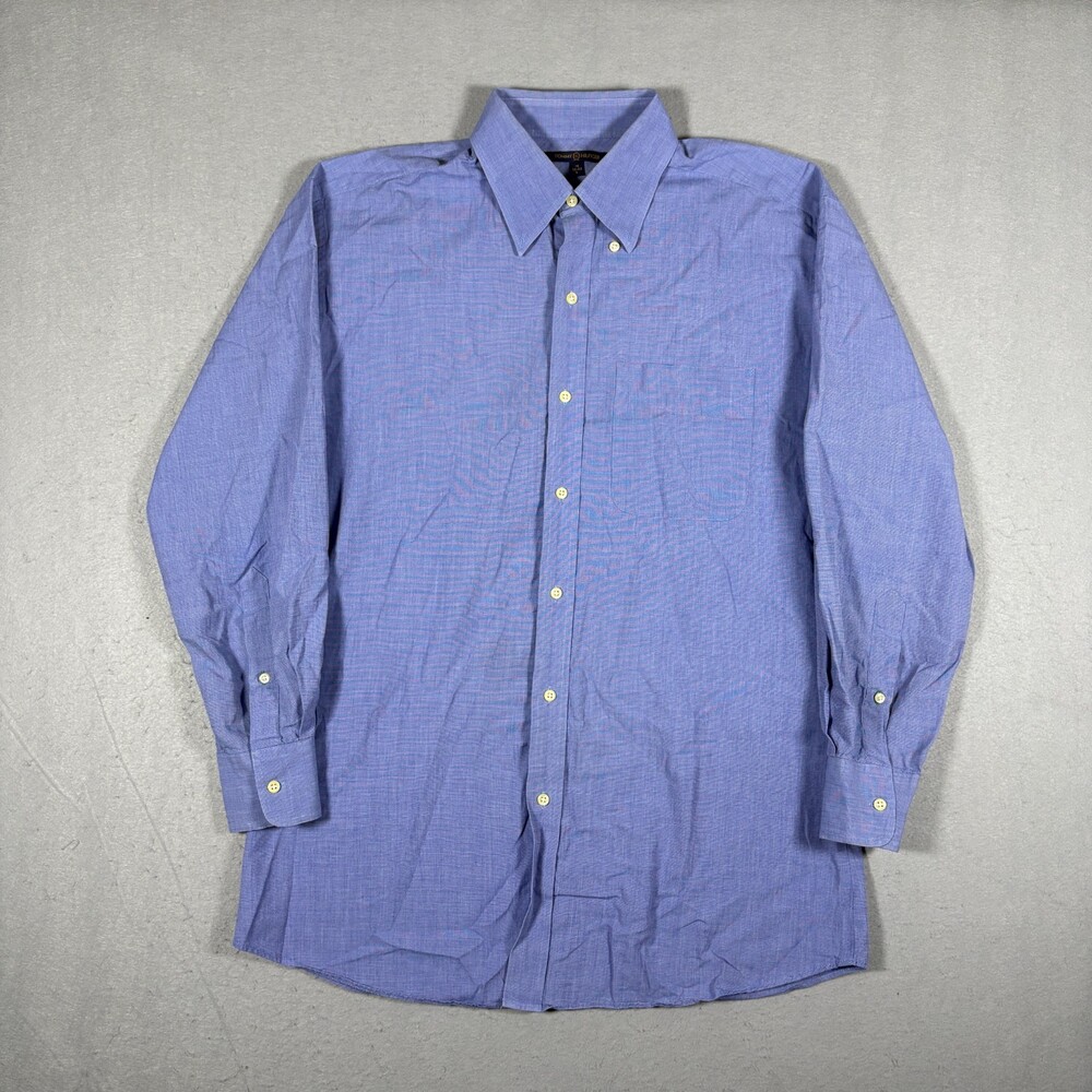 Tommy Hilfiger Long Sleeve Dress Shirt Blue Men's Size L Large 16 32-33